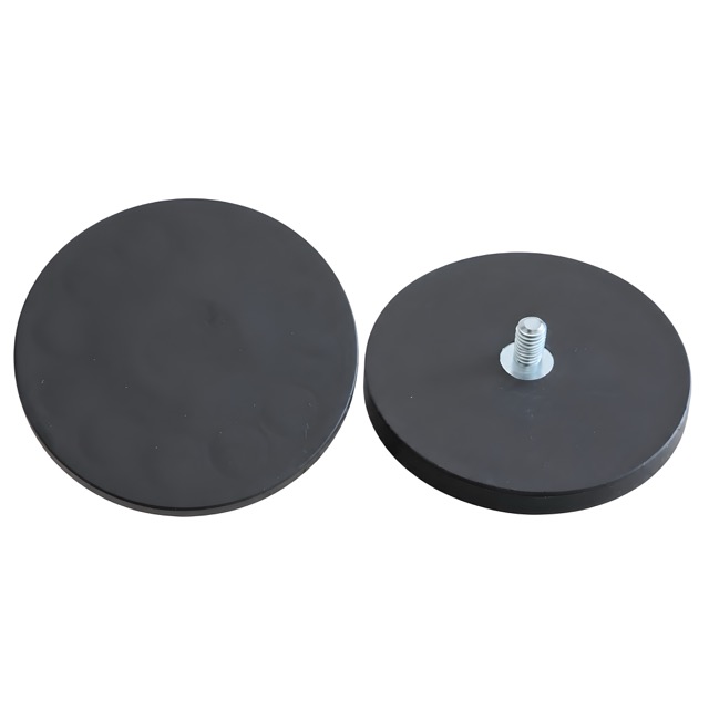 Magnet-System gummiert Ø 88 mm mit M8-Gewinde – 55 kg Haftkraft, 2 Stück